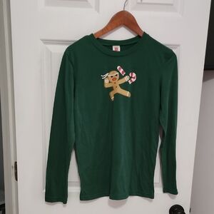 Green Festive Reindeer Pajama Top